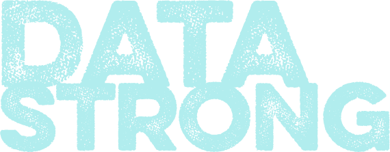 Data Strong logo in white and blue-green colors