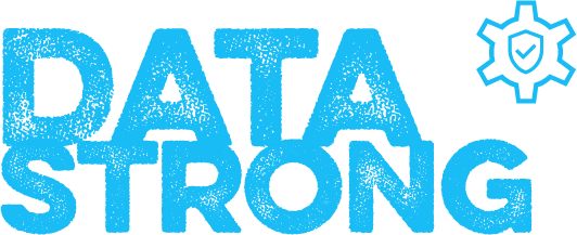 Data Strong logo in light blue and white colors