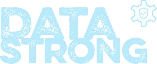 Data Strong logo in light blue and white colors